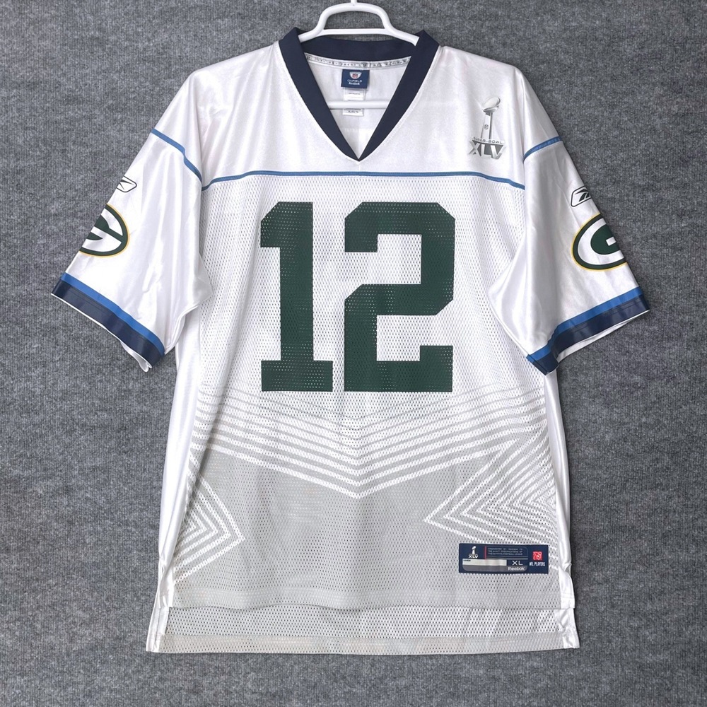 Reebok NFL Green Bay Packers Aaron Rodgers Super Bowl XLV Jersey Mens XL White